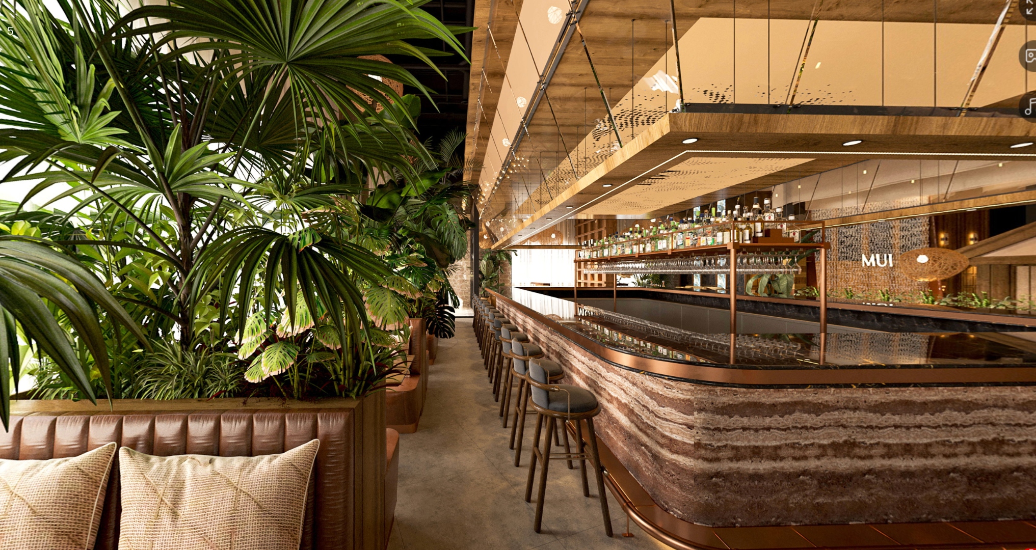 Sake collection and intimate booth seating